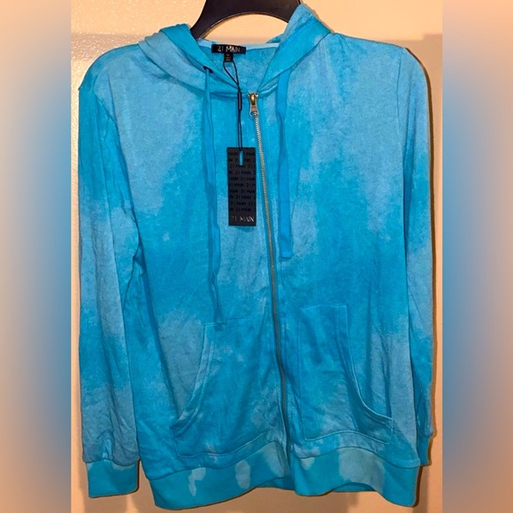 21 Main Blue Tie Dye Zip-Up Hoodie Sweater Jacket size M - Picture 1 of 3